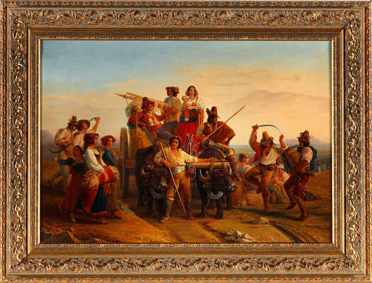 Неизвестный художник (по подписи Кремьер). Жнецы на Понтийских болотах (копия картины Роберта Леопольда-Луи)